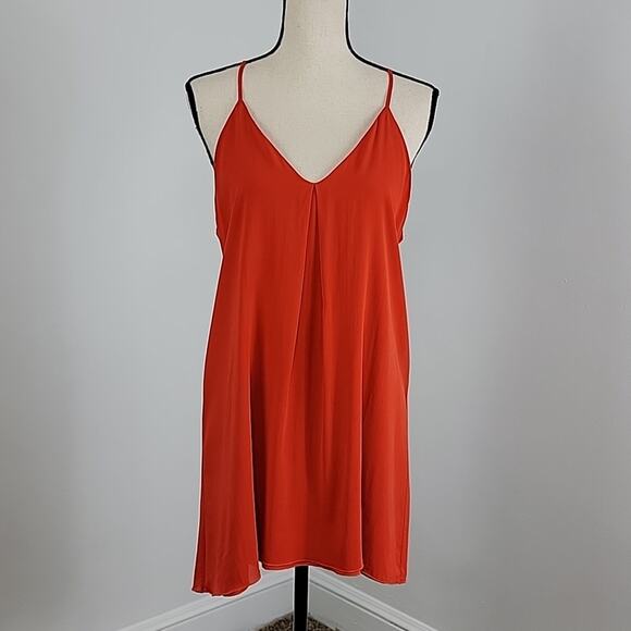 Alice + Olivia Fierra Red Orange Silk Racerback Mini Dress MINOR FLAWS Size S - Picture 1 of 15